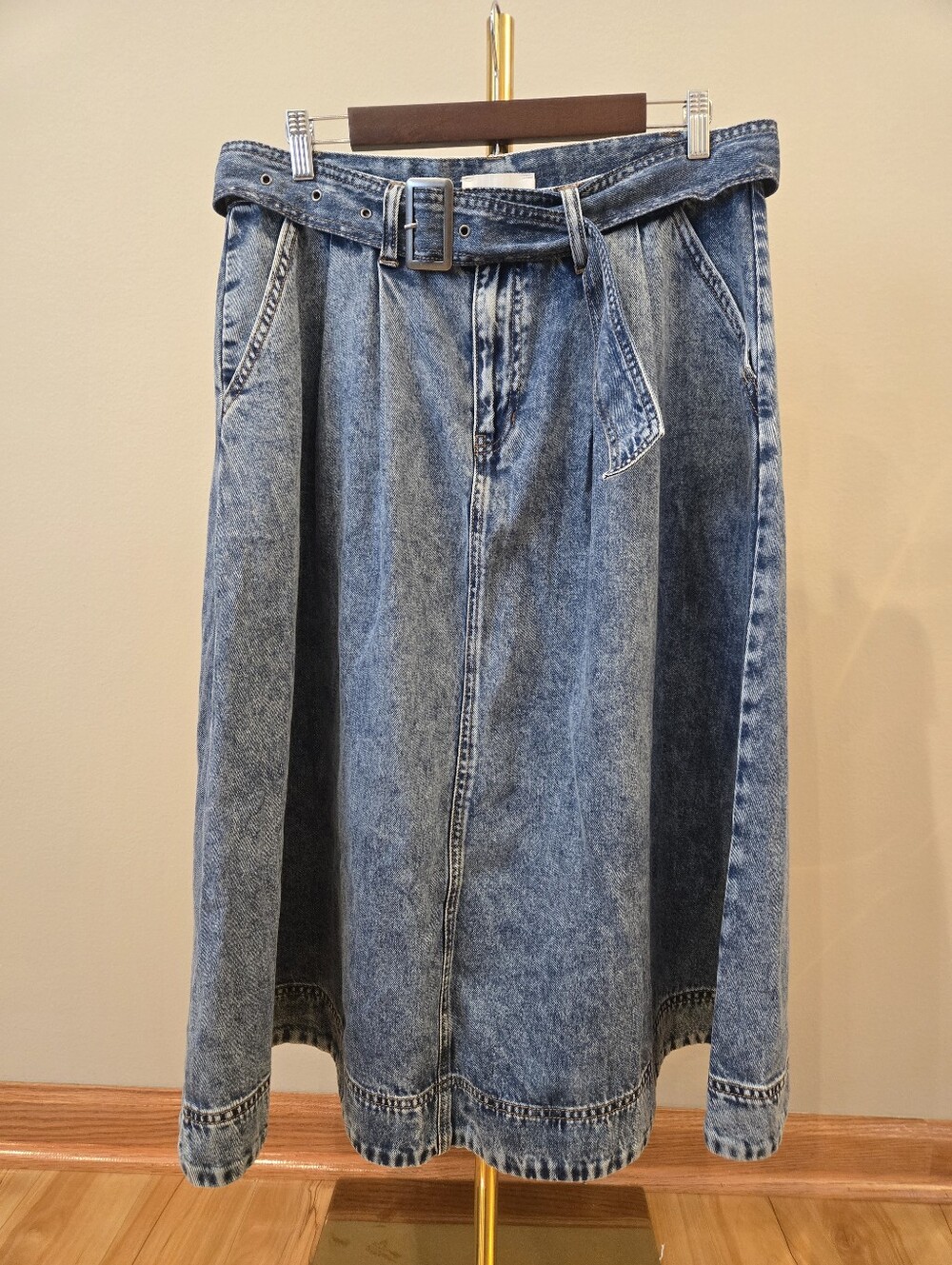 ​HABITUAL Denim A-line Midi Skirt with Matching Belt Size 12/31